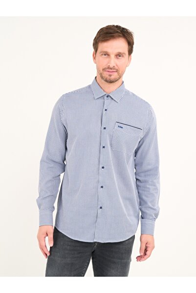 Lee Cooper Men's long-sleeved shirt with a checkered pattern