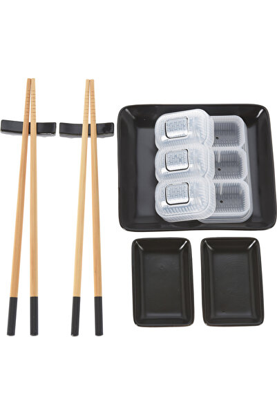 Excellent Houseware 8-piece sushi set, ceramic, black