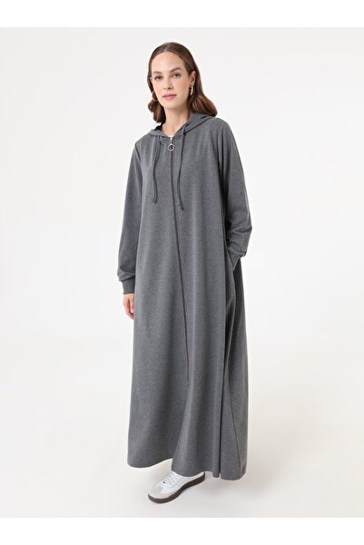 Benin Hooded Detailed Zippered Sports Cap / Top Hat - Gray Melange -