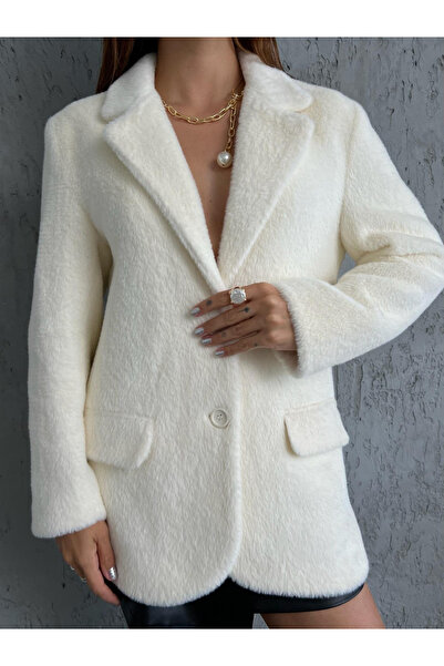 My Blog Jachetă din shearling cu buzunare duble ecru - 508013