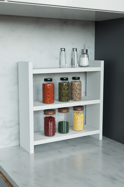 Hediyeler Kapında Tezgah Üstü 3 Raflı Çok Amaçlı Baharatlık Mutfak Rafı 40x12 cm