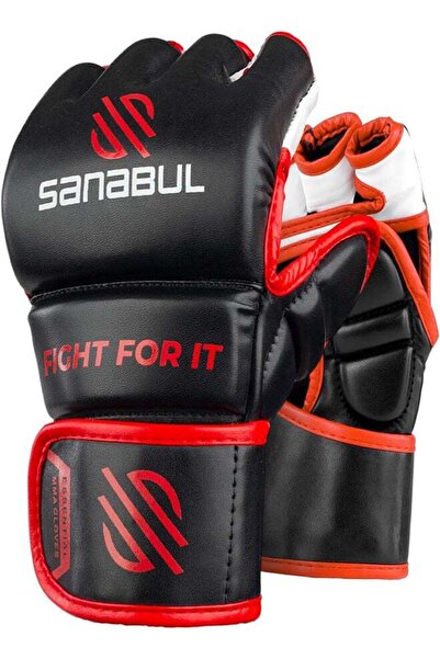 Sanabul Essential 4 oz MMA Gloves (Black/Red, S/M)