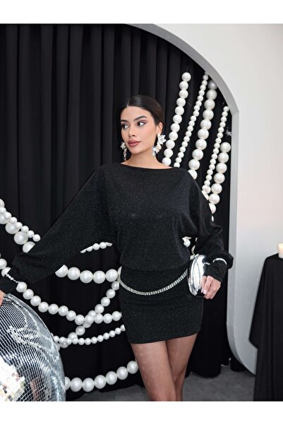 ESRAHELVACI Glitter Waist Elasticated Mini Dress