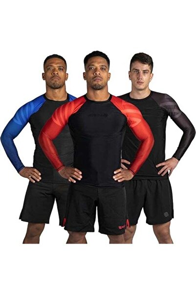 Sanabul Essential Long Sleeve Compression Rashguard - Men's Small, Red