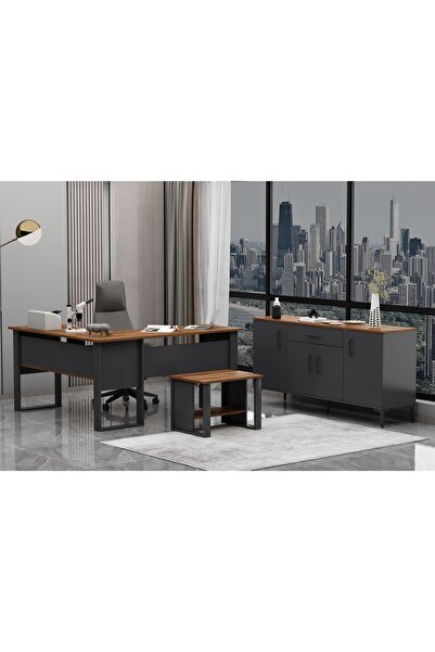 Betroya Landi Ofis Takımı 3' Lü Set Antrasit Kemençe