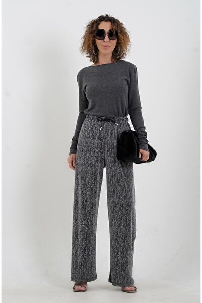 Zelish My Sister Silver Glitter Droplet Waist Tied Pants