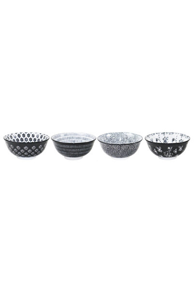 iBiLi Set of 4 assorted bowls Armonia, porcelain, 15x7 cm, 0.61 l, black