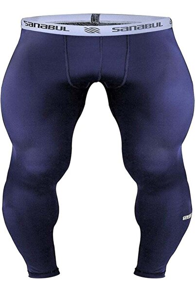 Sanabul Essential Men's Compression Pants - Large, Navy Blue