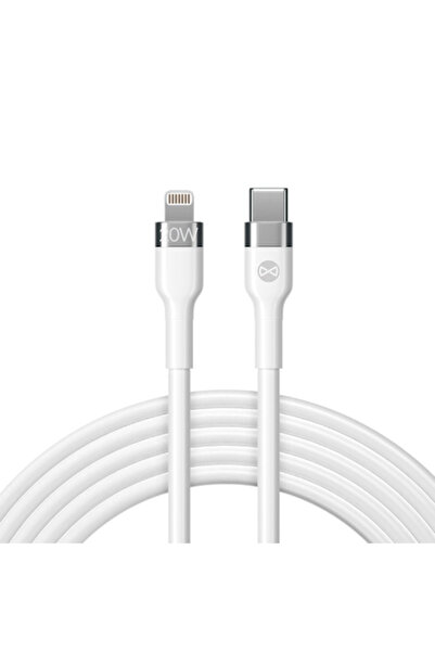 Forever Flexible charging and data transfer cable, USB-C to Lightning, 2.0 m, 20W, 3A, white