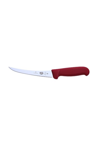 Victorinox boning knife with flexible curved blade, red handle
