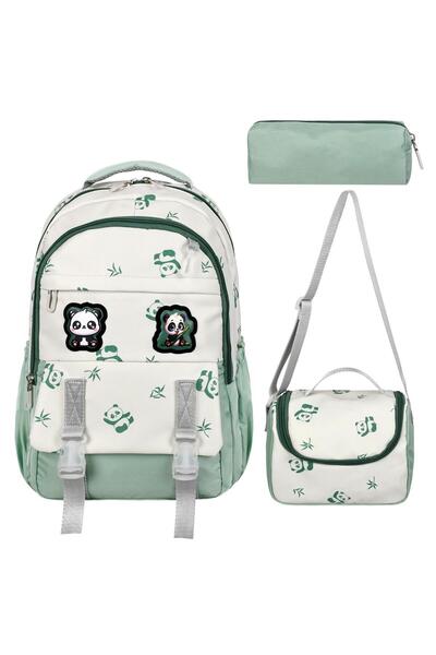 great bags Kawaii Korean Style Green Orthopedic Panda Pattern Girls' School B...