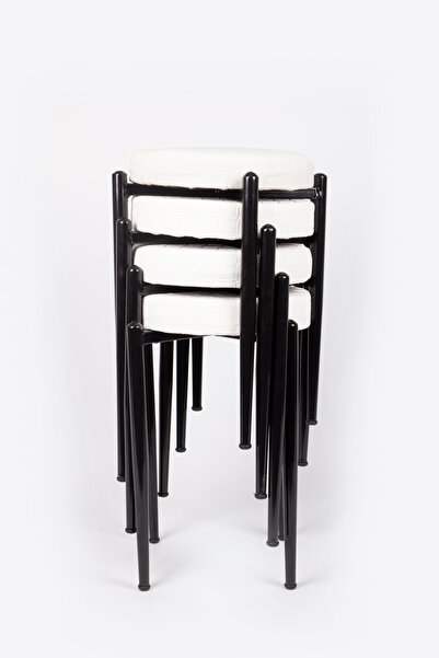 ekipmetal TABURE 4 ADET SİYAH BACAKLI DERİ BEYAZ