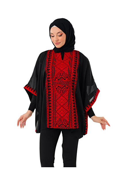Zaytoon Oversized Cup Bancho Women's Cup with Wide Sleeves and Embroidery, Freesiz C100051