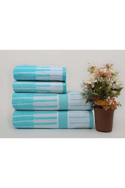 genernic طقم مناشف حمام وايت روز مكون من 4 قطع - مجموعة الربيع - قطن مخملي 45...