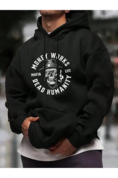 ship master Men's Route 66 Motorcycle Printed Hooded Sweatshirt - Vintage Biker Style Winter Model