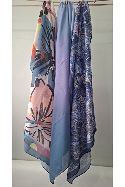 Guzeka Soft Luxury Scarf Set of 3 – Floral & Ethnic & Plain Mix 100X100 (with...