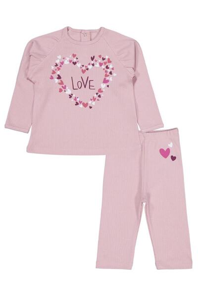 Civil Baby Çiçek Love Baskılı 6-18 Ay Takım - Pembe 12-18 Ay
