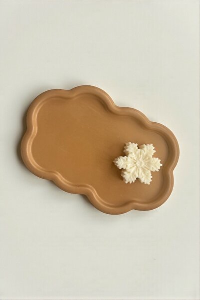 Minic Store Handmade Cloud Shaped Decorative Tray – Brown 22cm |   Candle Coaster, Jewelry Plate
