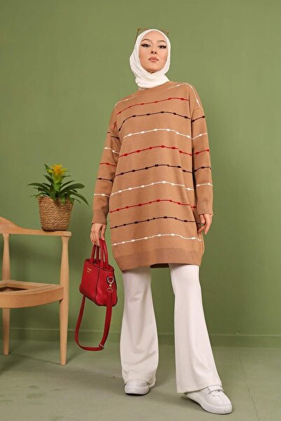 Kirazgym Women's Colorful Dot Striped Knitwear Tunic