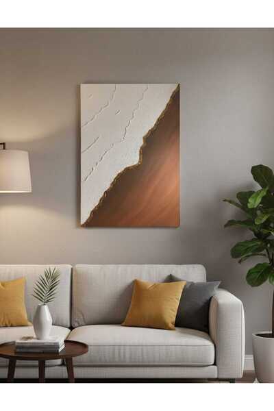 ArTiz Home Dokulu Alçı Tablo- El Yapımı 3 Boyutlu Kabartma Tablo(Gold Kesişim)