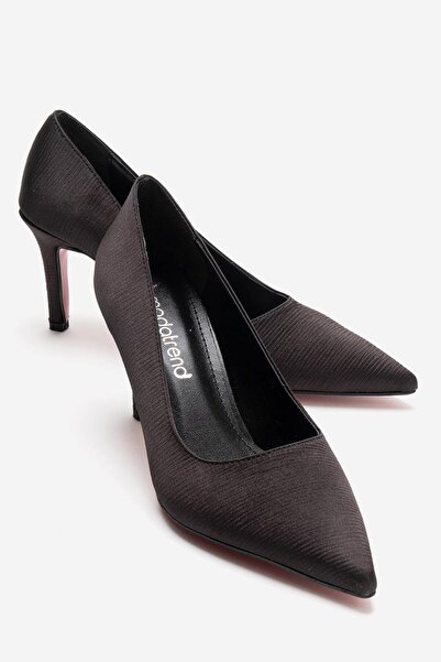 CCWAY AYAKKABI Pantofi stiletto de damă SATIN CU DUCĂRI NEGRE