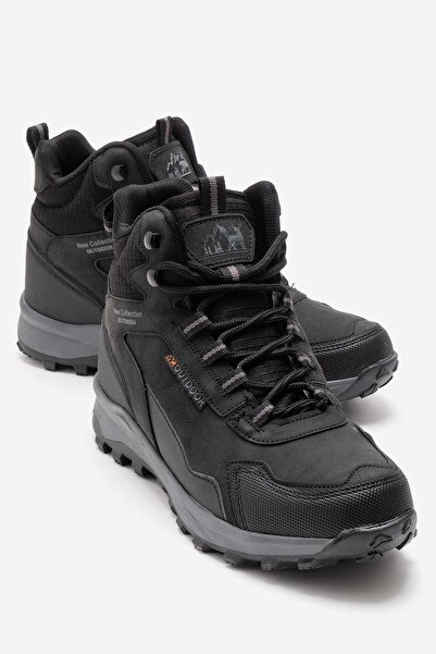 CCWAY AYAKKABI Men's Hooked Trekking Shoes; Black Smoke