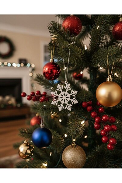 Ekol 3D زينة شجرة عيد الميلاد على شكل ندف الثلج، مجموعة من 5 قطع
