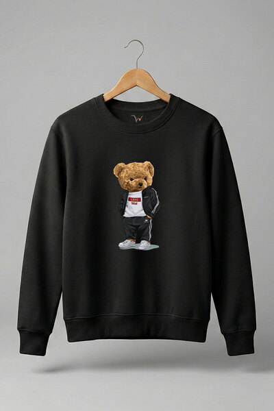 WİDİ Cute Teddy Bear cu imprimeu Love Design bumbac 100% Regular Fit guler ro...