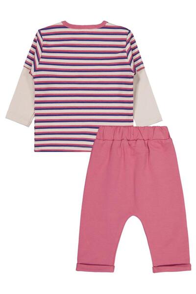 Civil Baby Stripe Empirme Printed 6-18 Months Set - Beige 18-24 Months