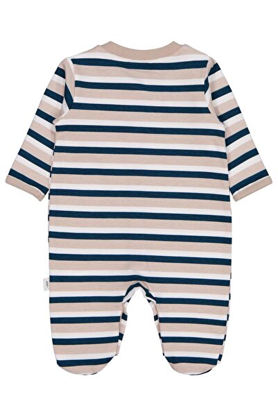 Civil Baby Striped 26 Printed Overalls with Hat 1-9 Months - Beige 3-6 Months