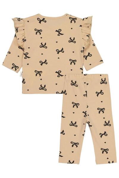 Civil Baby Bow Print 6-18 Months Set - Beige 18-24 Months