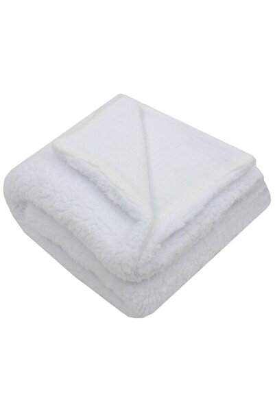 PRICHINDEL Deluxe blanket, Teddy one side and muslin cotton reverse, white, 8...