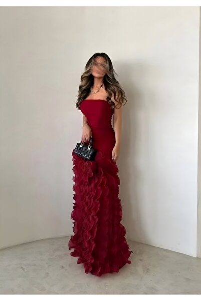 berlanty فستان سهرة "الرومانسية المخملية" - أحمر قاني