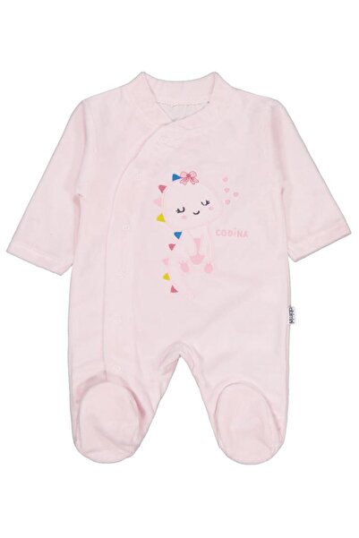 Minidamla Giraffe Embroidery Snap Fastener 1-6 Month Jumpsuit - Pink 1-3 Months