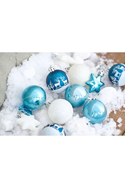 Generic Christmas Ornaments, Blue Silver, Set of 35, 5CM Traditional Ornaments for Christmas Decoration