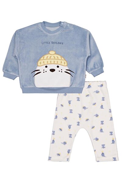 Civil Baby Fok Balığı Nakışlı 6-18 Ay Takım - Mavi 12-18 Ay