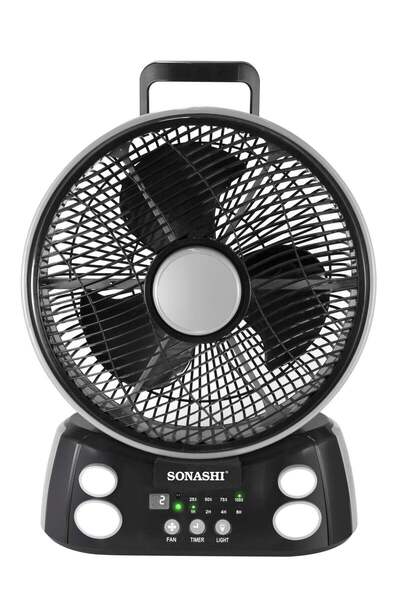sonashi Rechargeable Fan SRF-212 12'' Grey/Black, AC/DC, 6 Speeds, LED Light, Remote