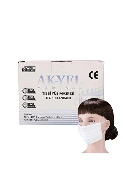 AKYEL - MASKE İNCE LASTİKLİ MELTBLOWN BEYAZ 100 ADET - 1 PAKET