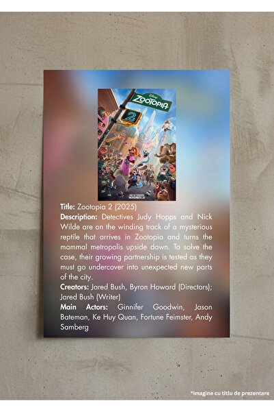 VreauPoster Poster Infografic Zootopia 2, Afiș Film Disney Animatie, A4, Cart...