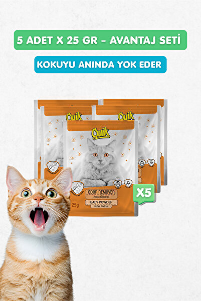 Quik 5li Set - Kedi Kumu Koku Giderici Bebek Pudrası Kokulu 25gr x 5