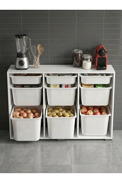 Pratico Bofi Ultra 3+3+3 Beyaz Sepetli Çok Amaçlı Mutfak Dolabı