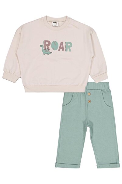 Civil Baby Dinozor Baskılı 6-18 Ay Takım - Bej 18-24 Ay