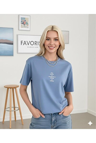 BW Bravely Wear تي شيرت نسائي مطبوع عليه THE POWER AT