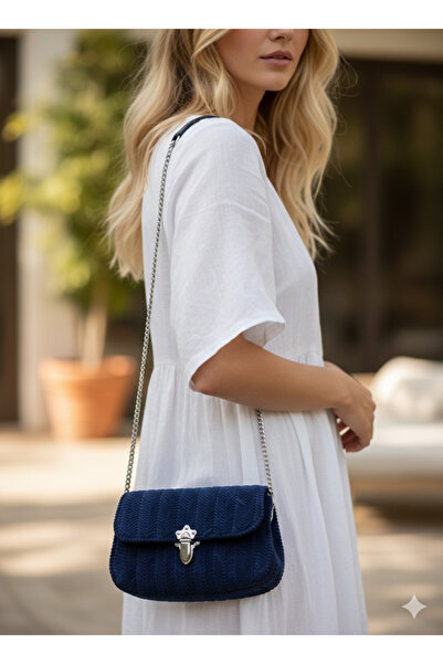 trendhazan حقيبة كتف مبطنة بسلسلة مصنوعة يدويًا من قماش الفرو عالي الجودة