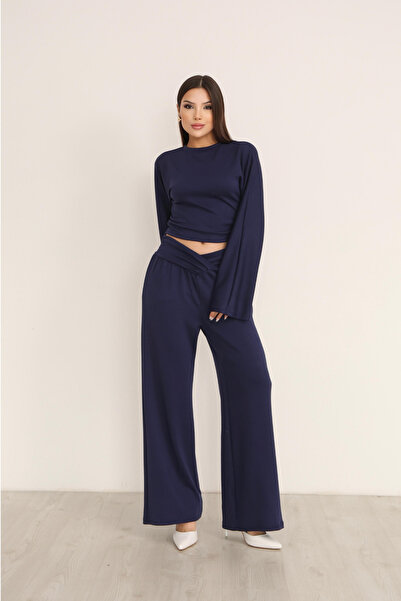 The Robi Women's Cross Waist Palazzo Pants Piece Double Set