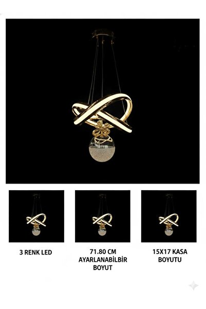 AKARSU AVİZE 3 Renk Led Tek Top Kelebek Model Avize