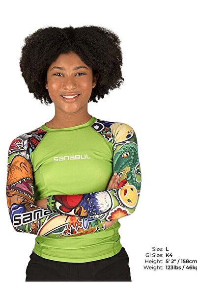 Sanabul SB Kids Rash Guard Dino Jungle Green 2XLarge