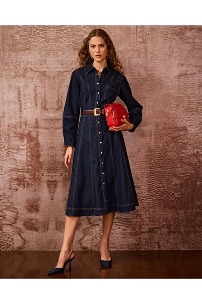 SEÇİL ΝΕΟ ΓΥΝΑΙΚΕΙΟ φόρεμα τζιν με κουμπιά με λεπτομέρεια ραφής 10002522210003