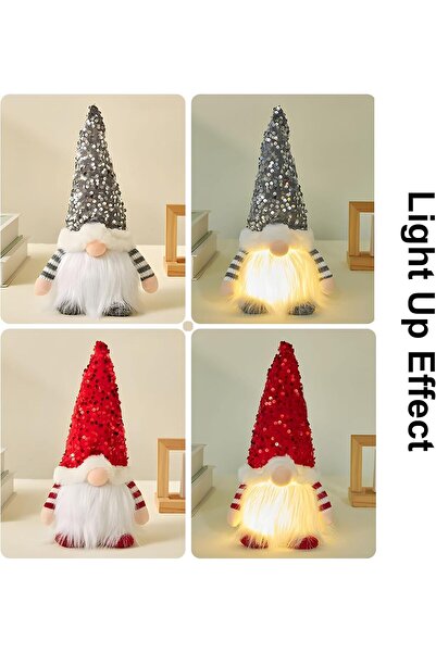 Generic Krauad Christmas Gnomes Decoration with LED Light, 3pcs (Pink+Grey+Red)