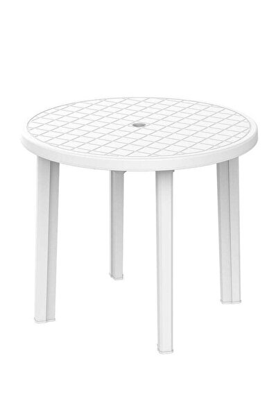 Cosmoplast طاولة حديقة دائرية بلاستيكية بيضاء 85.0 سم